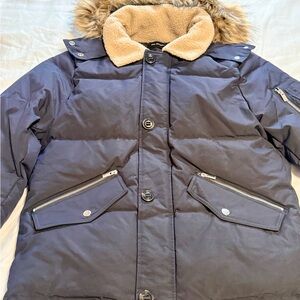 NWT The Kooples Navy Jacket with Faux Fur Trim